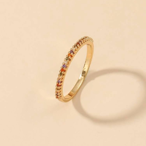 Jewelry - Gold band w/ multi-color gems